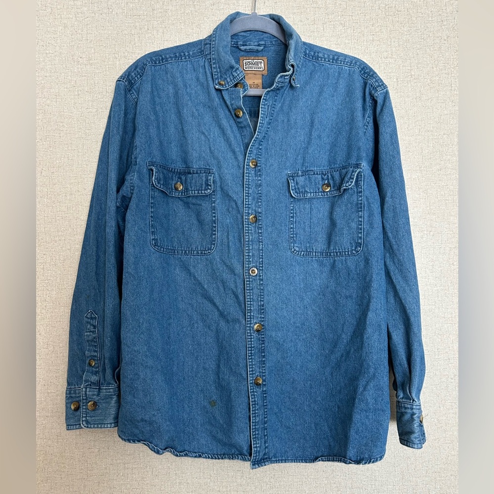 Denim Blue Casual Button Down Work Shirt